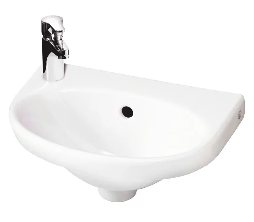 Gustavsberg Nautic 5540 servant m/Kranehull til venstre, overløp & Ceramicplus - 40x27 cm