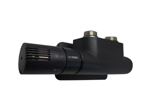 Kriss Twin Rum ventilsett venstre vinkel m/romtermostat, matt sort