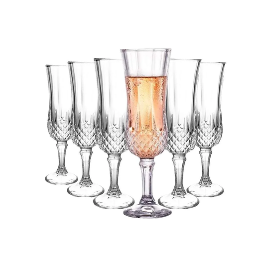 6x Champagneglas med mønster