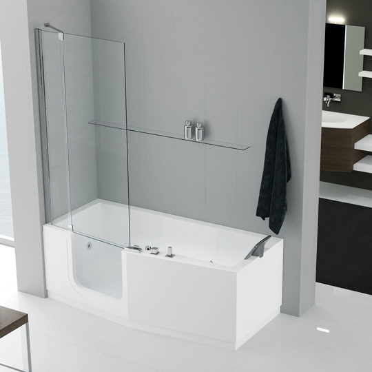 Novellini Iris Badekarvegg 84 Krom / 84cm Venstre Klart Glass
