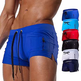 badeshorts for menn badebukser quick dry board shorts snøring glidelås lomme bunner pustende lett - svømming surfing strand vannsport ensfarget sommer