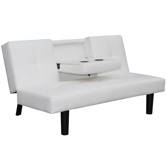 vidaXL sovesofa i kunstlæder med dropdown-bord hvid