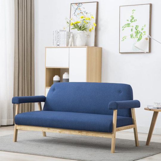 vidaXL trepersoners sofa i stof blå