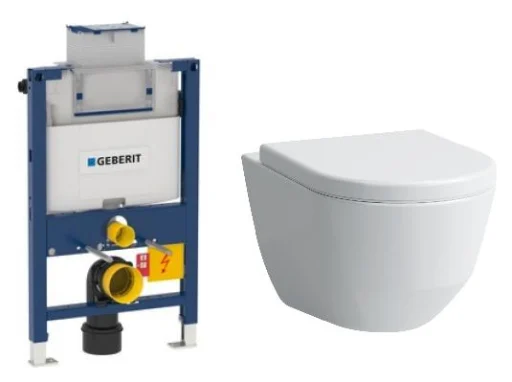 Komplett pakke m/Geberit Omega 82 cm sisterne, Laufen Pro 3 toalett og softclose sete - uten betjeningsplate