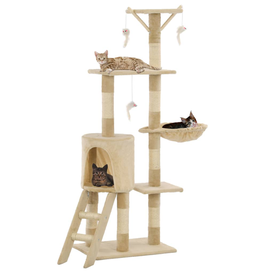 vidaXL kradsetræ til katte med sisal-kradsestolper 138 cm beige
