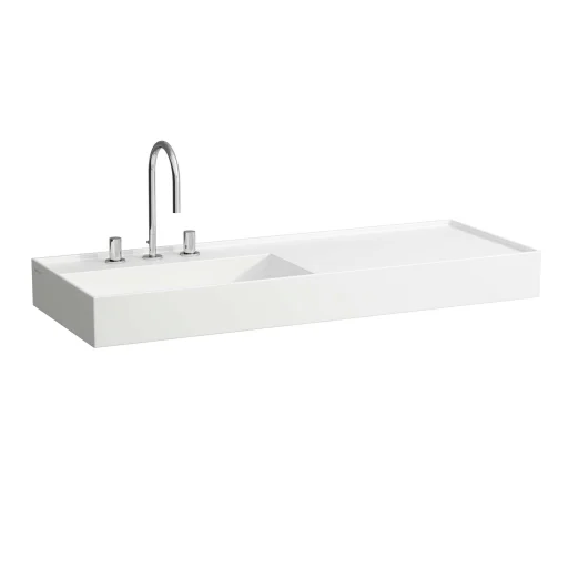 Kartell Laufen håndvask, 120x46 cm, hylle til høyre, hvit