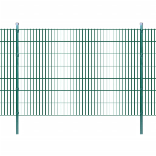 vidaXL 2D paneler og pæle til havehegn, 2.008x1.430 mm, 16 m, grønne