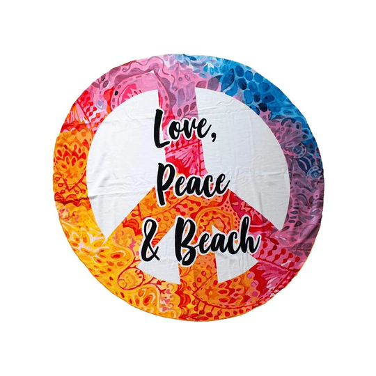 Badehåndklæde i mikrofiber, Love, Peace & Beach