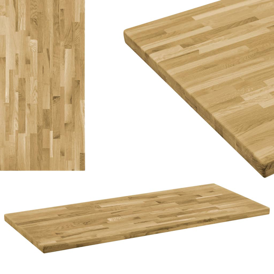 vidaXL bordplade i massivt egetræ rektangulært 44 mm 120 x 60 cm