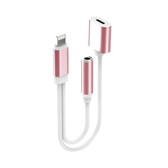 2-i-1 Lightning til 3,5 mm adapter - Rosa
