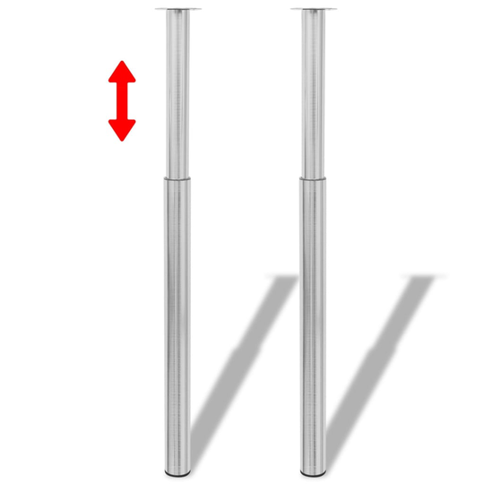 vidaXL teleskopiske bordben i børstet nikkel 710 mm - 1100 mm