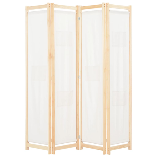 vidaXL 4-panels rumdeler 160 x 170 x 4 cm stof cremefarvet