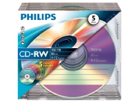 Philips - 5 x CD-RW - 700 MB (80 min) 4x - 12x - tynd cd-boks