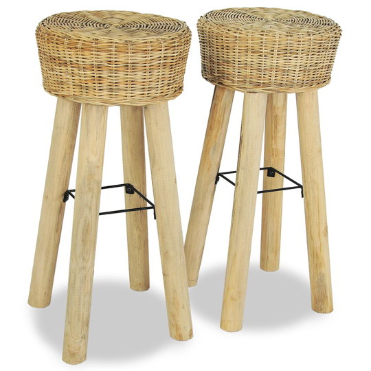 vidaXL barstole 2 stk. naturligt rattan