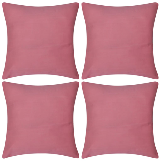 4 pink pudebetræk i bomuld 40 x 40 cm