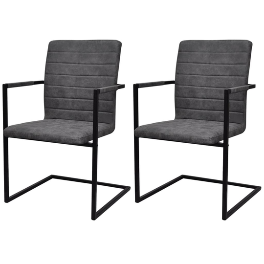 vidaXL spisebordsstole med cantilever 2 stk. kunstlæder grå