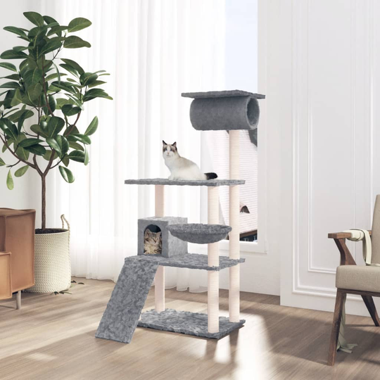 vidaXL kradsetræ med sisalstolper 131 cm lysegrå