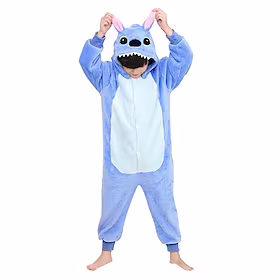 Barne Kigurumi-pysjamas Monster Blått monster Dyremønster Lapper Onesie-pysjamas Flanell Fleece Cosplay Til Gutter og jenter Jul Pysjamas med dyremotiv Tegnefi
