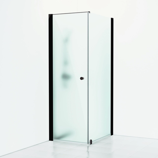 Svedbergs Skoga Dusjhjørne Kombi (Vegg+dør) - Frostet Glass Svart Matt / 93x80cm