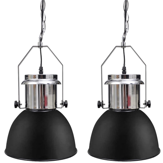 vidaXL loftslampe i metal 2 stk. højdejusterbar moderne sort