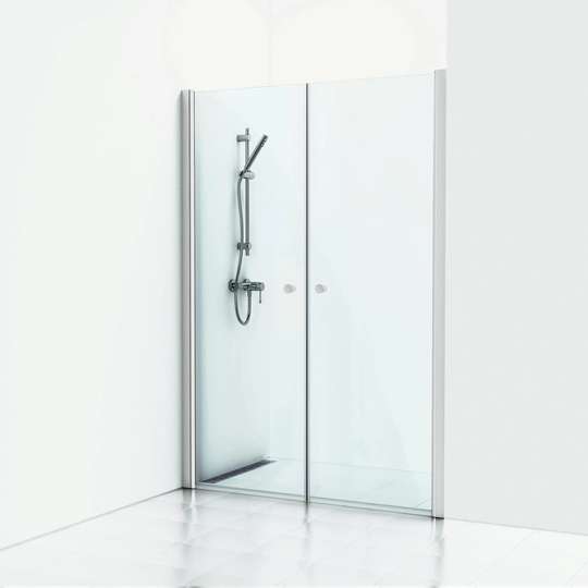 Svedbergs Skoga Dusjnisje Rett Dobbel Matt Aluminium / 108cm Klart Glass