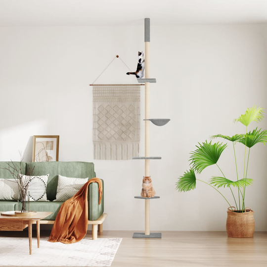 vidaXL kradsetræ fra gulv til loft 263,5-289,5 cm lysegrå