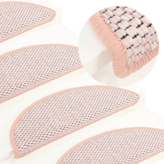 vidaXL selvklæbende trappemåtter 15 stk. 65x25 cm sisal-look rød