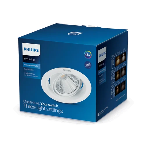 myLiving Pomeron Dimbar innfelt spot hvit, 5W 230V, 2700K, 70 mm
