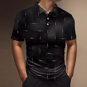Herre POLO T-skjorte Golf skjorte Geometri Aftæpning Grønn Svart Blå Vin Marineblå 3D-utskrift utendørs Gate Kort Erme Knapp ned Trykt mønster Klær Mote Fritid