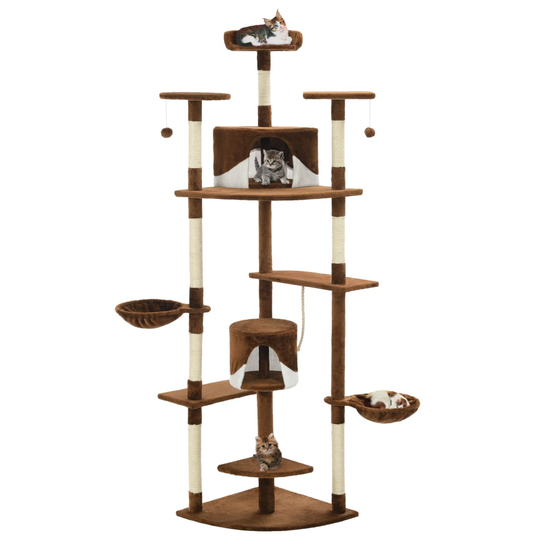 vidaXL kradsetræ til katte med sisal-kradsestolper 203 cm brun og hvid