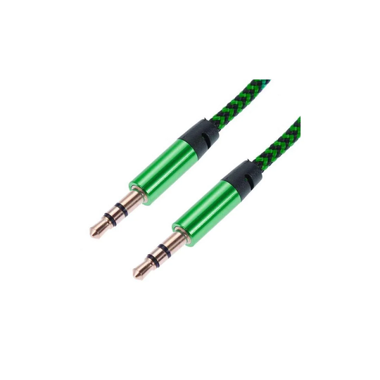 1 m vævet 3,5 mm AUX-kabel - Grøn