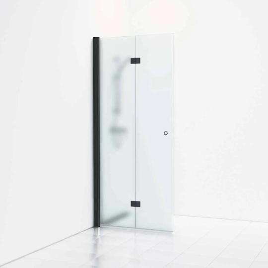 Svedbergs Skoga Dusjdør Leddet Svart Matt / 87cm Frostet Glass
