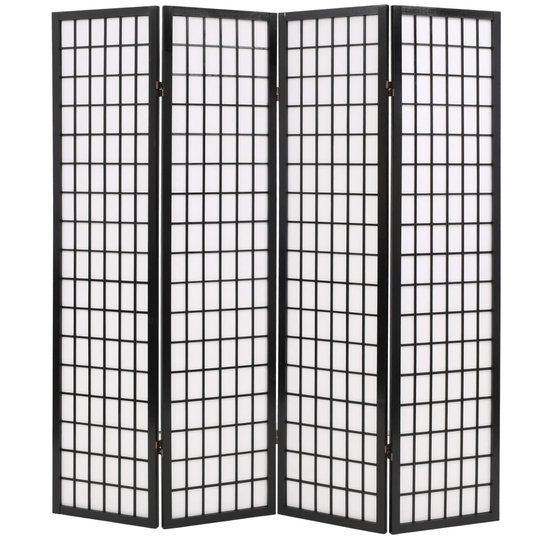 vidaXL foldbar 4-panels rumdeler japansk stil 160 x 170 cm sort