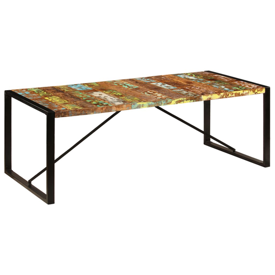 vidaXL spisebord 220x100x75 cm massivt genbrugstræ