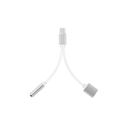 USB C Adapter / Splitter - 2i1 med 3,5 mm AUX-port