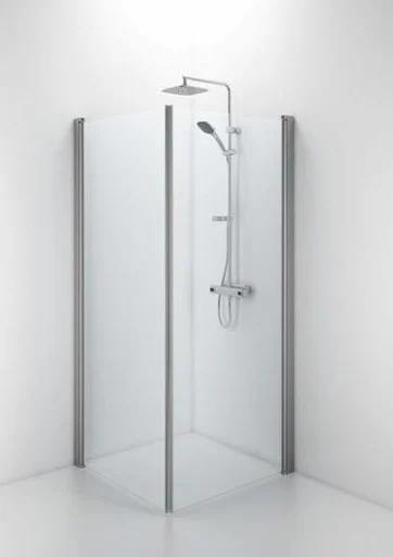 Ifö Space rett dør m/håndtaksprofil 90 cm, Klart glass/Alu profil - Kun 1 dør