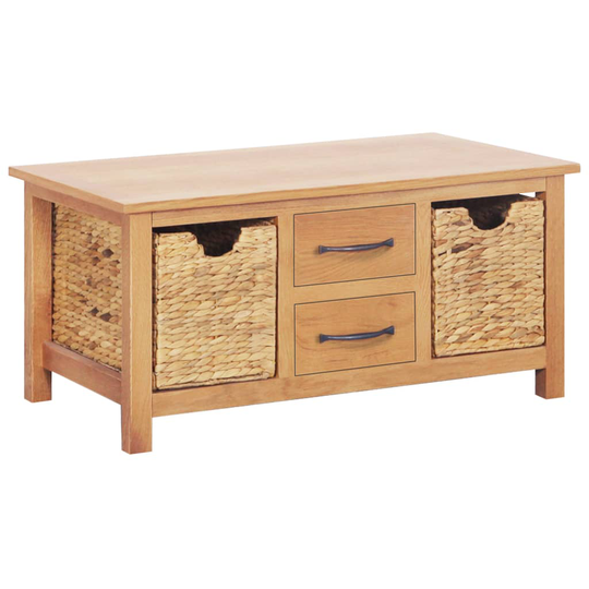 vidaXL skænk 88x53x43 cm massivt egetræ og vandhyacint