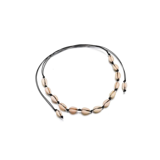 Choker med hvide muslinger - Sort