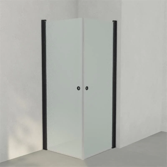 INR Iconic Nordic Rooms Dusjhjørne Linc Angel Original, Frostet/stripe Glass Svart Matt / 80x80cm Frostet