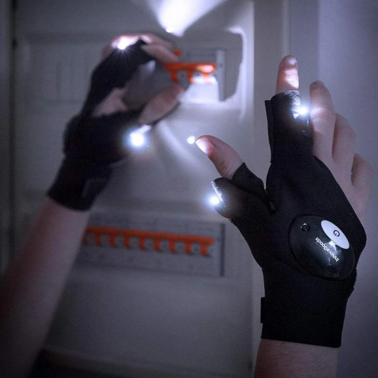 Fingerløse LED-handsker - Sort
