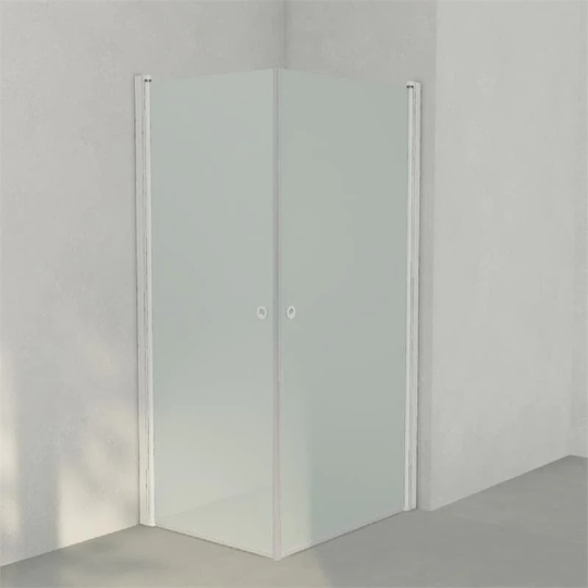 INR Iconic Nordic Rooms Dusjhjørne Linc Angel Original, Frostet/stripe Glass Hvit Matt / 80x100cm Frostet