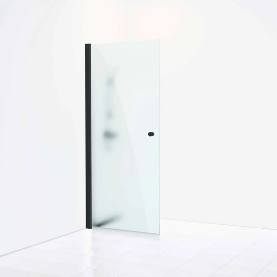 Svedbergs Skoga Dusjdør Rett Svart Matt / 87cm Frostet Glass