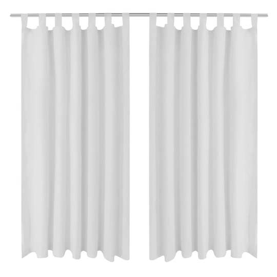 Gardiner i mikro-satin med løkker 2 stk. 140 x 175 cm hvid