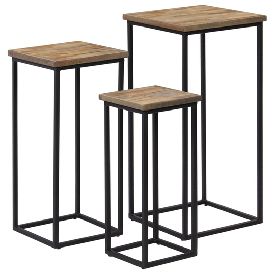 vidaXL plantebordssæt 3 dele genanvendt teak