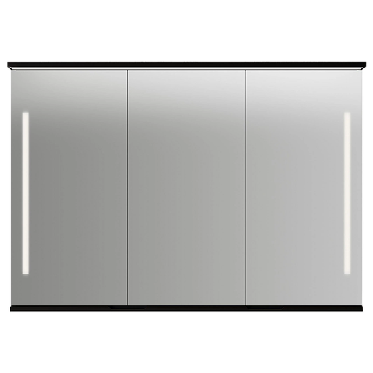 Linn Bad Sogn Speilskap med Integrert Belysning og Stikk Svart Matt / 120cm