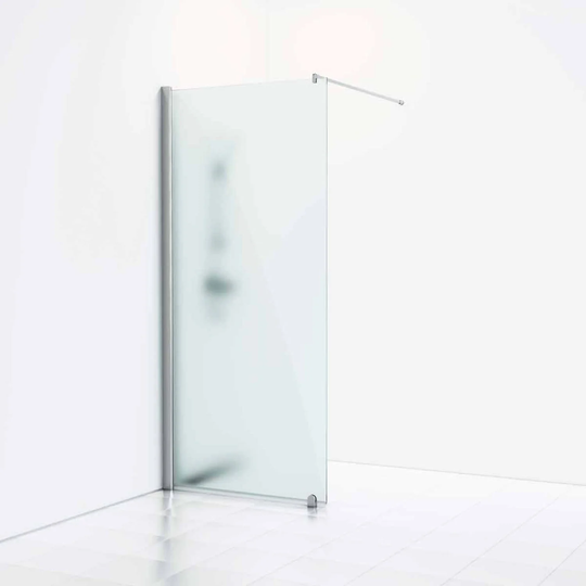 Svedbergs Skoga Dusjvegg Rett (Walk-in) Krom / 100cm Frostet Glass