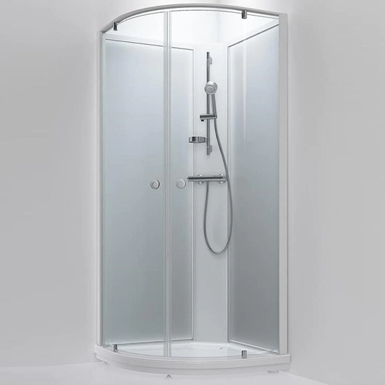 INR Iconic Nordic Rooms Bric 5 Dusjkabinett med Pivotdører Hvit Matt / 100x100cm Klart Glass