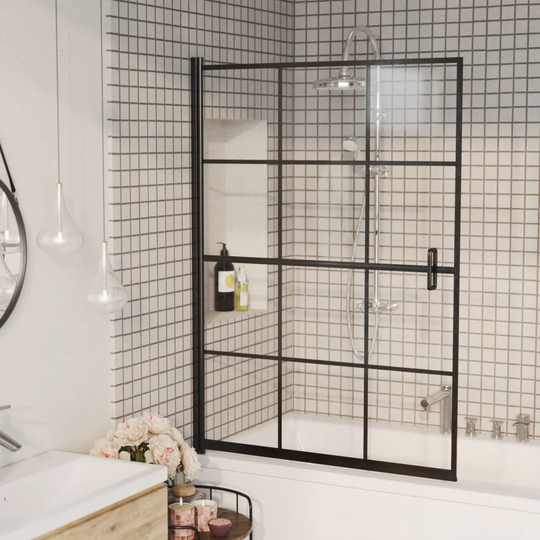 vidaXL bruseafskærmning 100x140 cm sikkerhedsglas sort