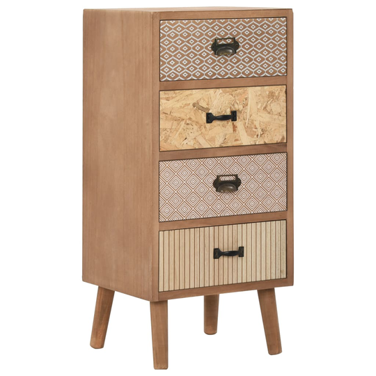 vidaXL sideskab med 4 skuffer 34,5 x 30 x 74,5 cm MDF brun