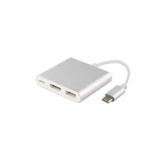 USB Typ C Adapter til HDMI / USB 3.1 - Sølv